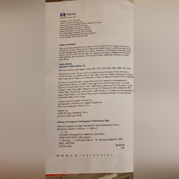 Medical Surgical Nursing:Total Patient Care 10th ed. Harkness Dincher - Picture 3 of 3